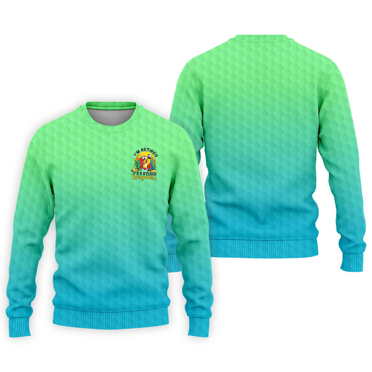 Tropical Retired Parrot Cocktail Golf Polo Shirt, Golf Shirts For Men, Printed Golf Shirts