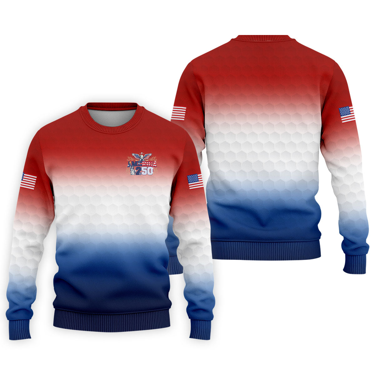 America 250 Red White Blue Golf Ball Pattern US Flag Golf Shirt, Patriotic 4th Of July Golf Shirts For Men
