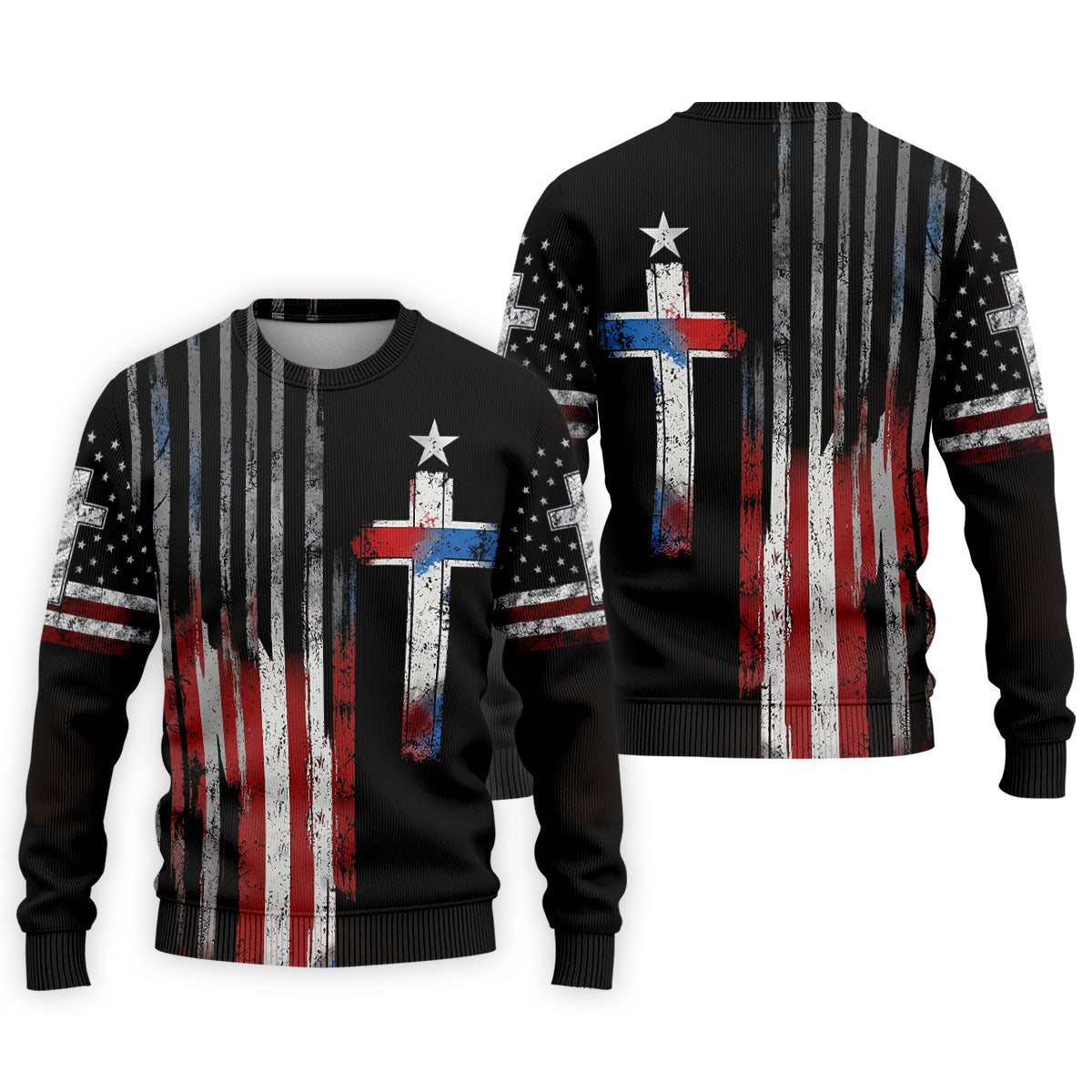 Faith Cross US Flag Golf Shirt, 250 Years Retro Golf Shirt, Patriotic 4th Of July Polo Shirts For Men