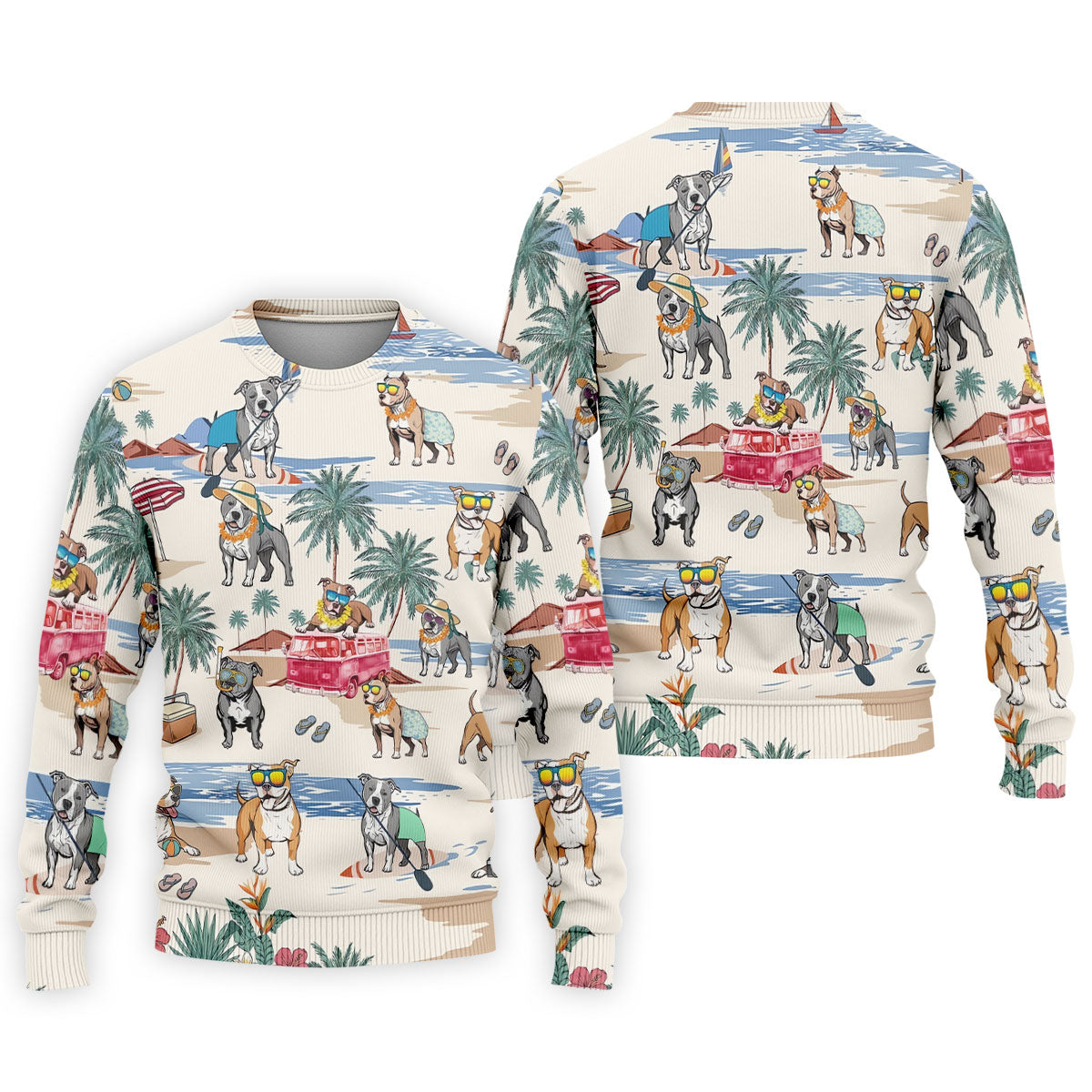 Pit Bull Beach Vacation Tropical Golf Polo Shirt, Hawaiian Golf Shirt, Golf Shirts For Men