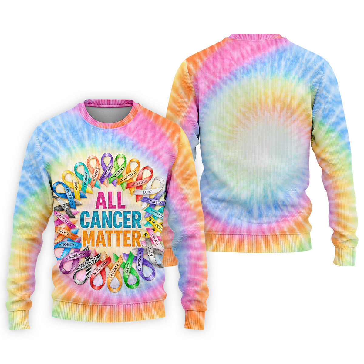 All Cancer Matter Colorful Ribbon Polo Shirt, Mens Golf Polo, Golf Apparel For Men