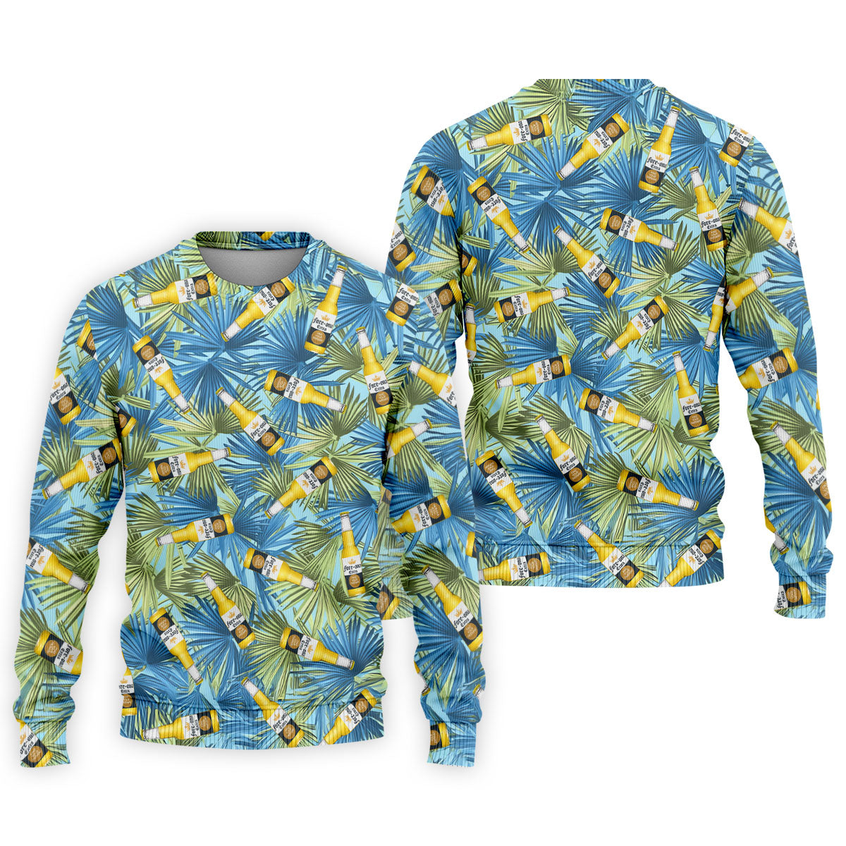 Funny Tropical Beer Bottle Pattern Golf Polo Shirt, Printed Golf Shirts, Mens Golf Apparel