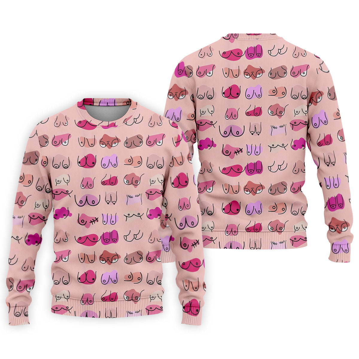 Pink Funny Boob Pattern Golf Polo Shirt, Men's Golf Shirts, Printed Golf Shirts