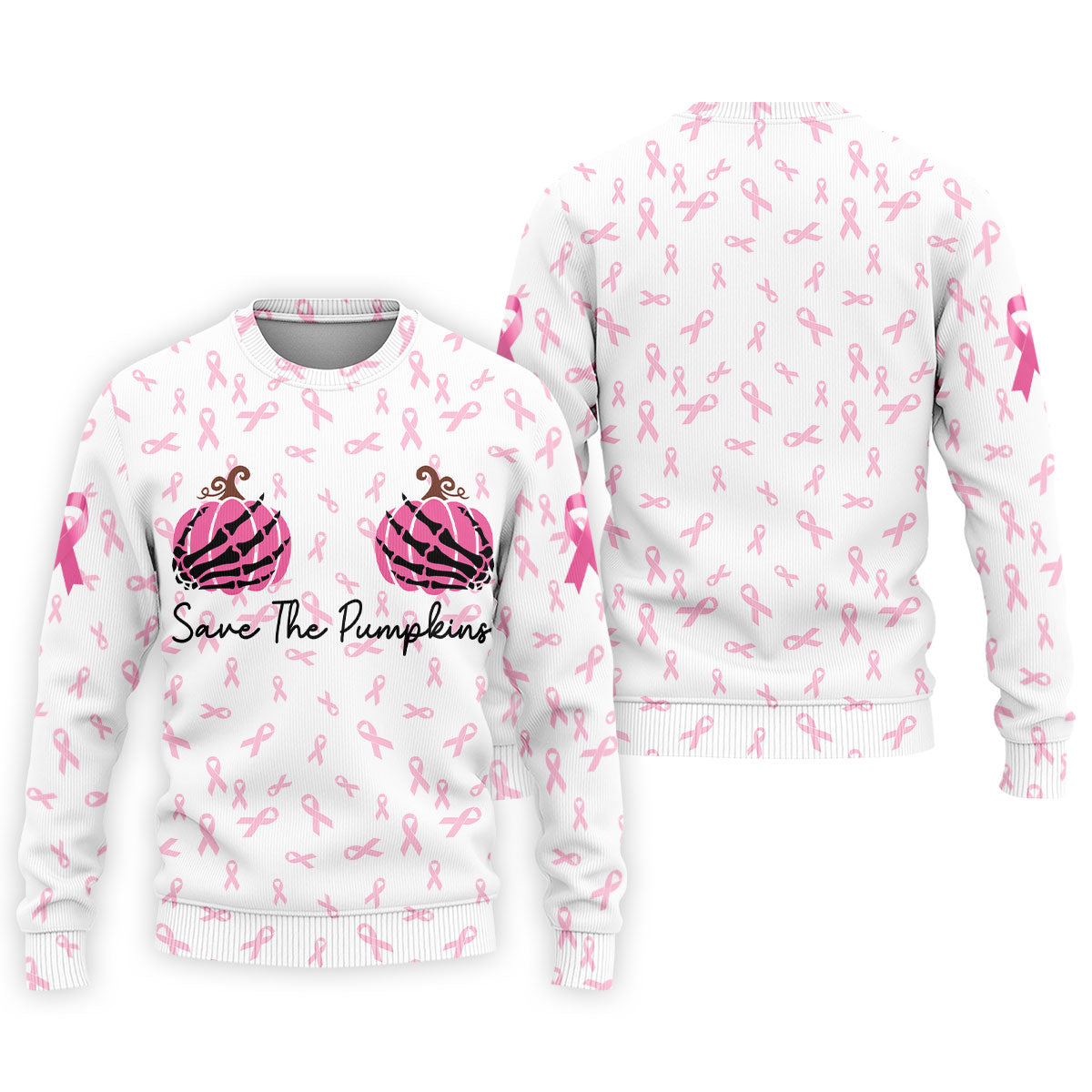Save The Pumpkins Breast Cancer Ribbon Polo Shirt, Mens Golf Polo, Golf Apparel For Men