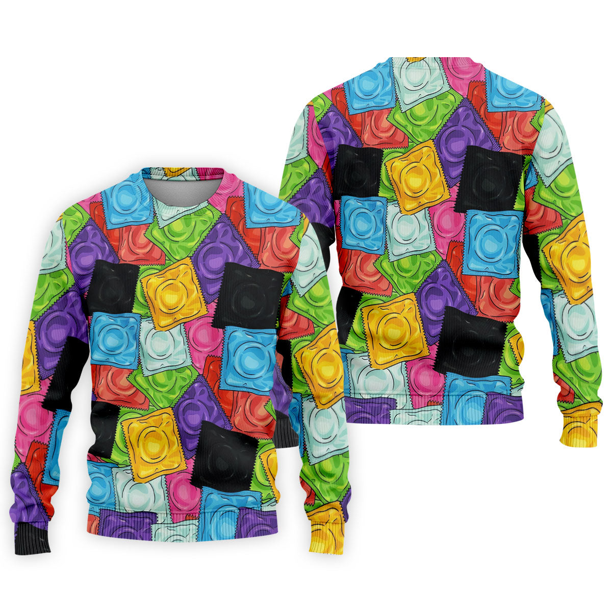 Funny Condom Wrapper Pattern Golf Polo Shirt, Men's Golf Shirts, Novelty Golf Apparel For Men