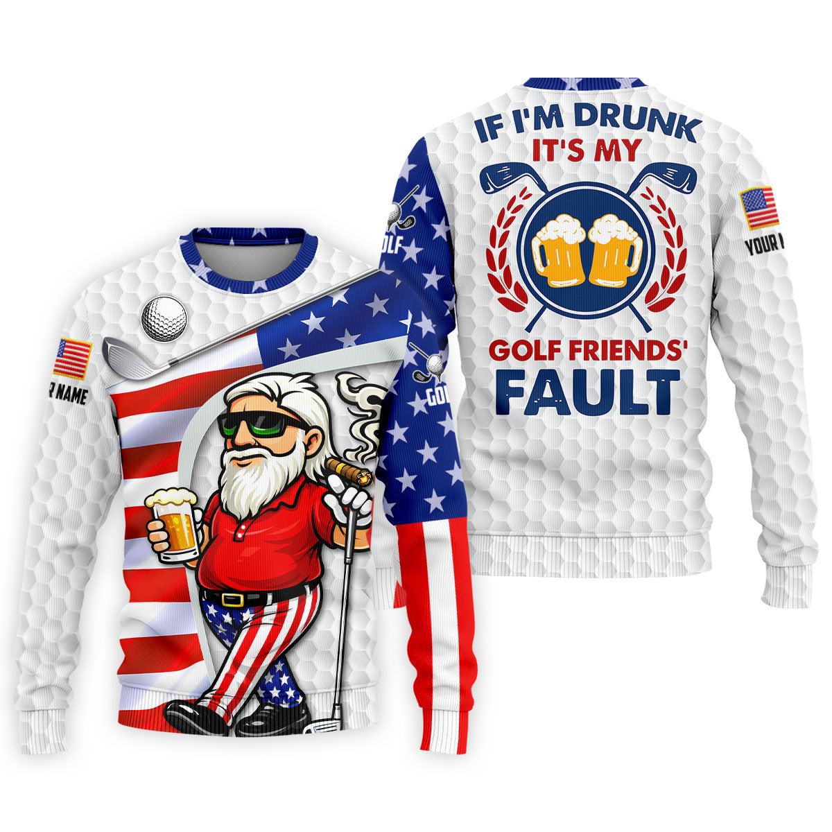 If I'm Drunk It's My Golf Friends' Fault Patriotic 4th Of July Funny Golf Shirt, 250 Years Golf Shirts For Men