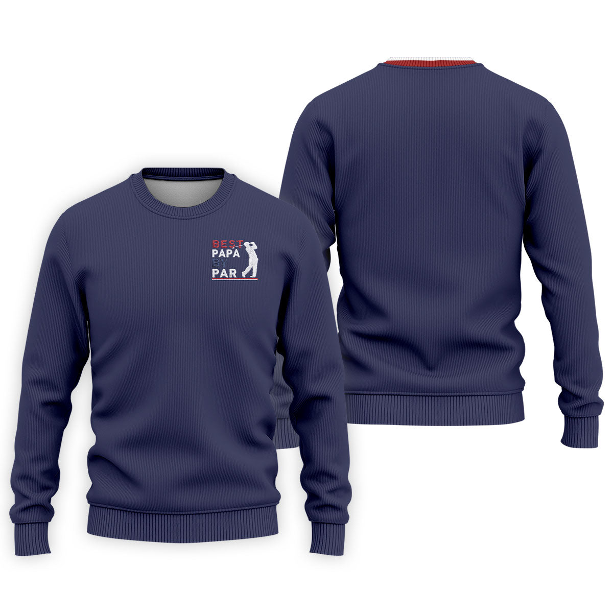 Navy Best Papa By Par Embroidered Golf Polo Shirt, Mens Golf Polo, Golf Apparel For Men