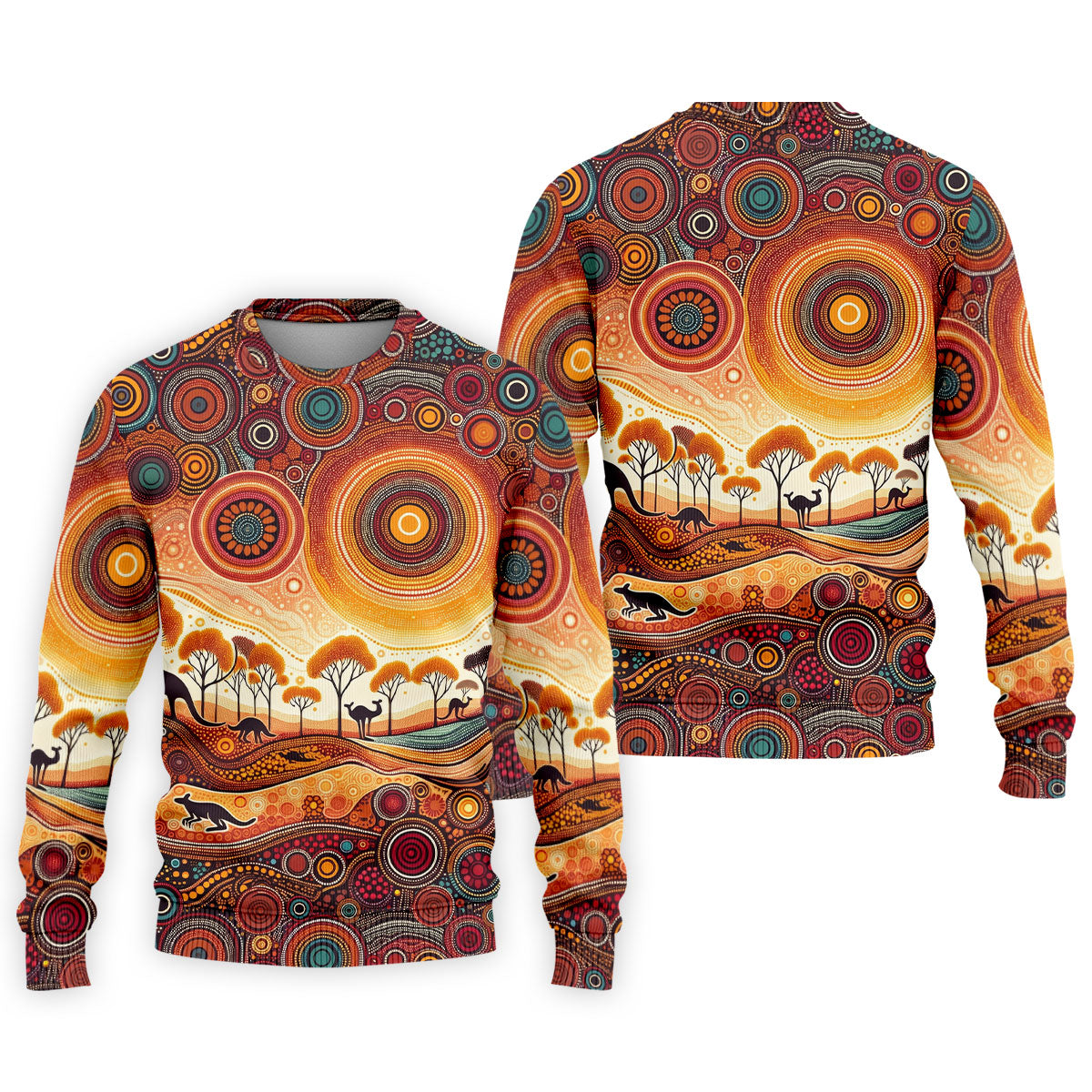 Australian Aboriginal Colourful Art Golf Tops For Men, Australia Kangaroo Polo Shirts For Men
