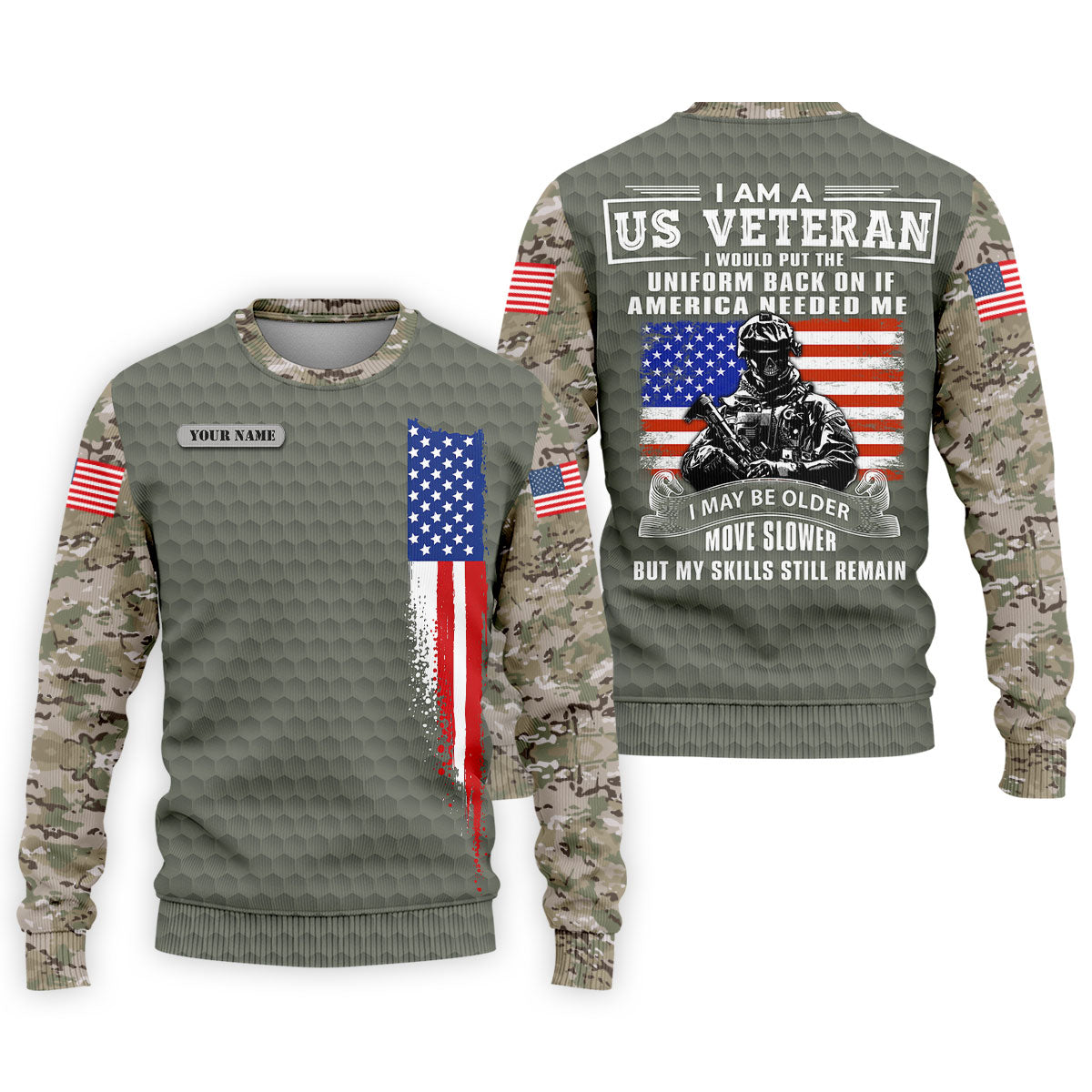 I Am A US Veteran American Flag Camo Golf Shirt, 250 Years 4th Of July Golf Shirts For Men