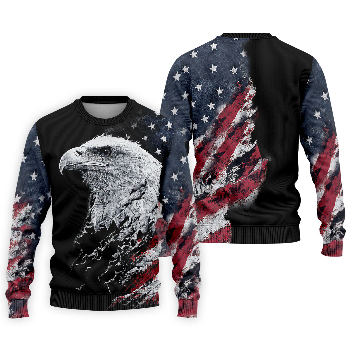 American Flag Bald Eagle Shattering Effect Golf Shirt, Patriotic Golf Shirt, Golf Shirts For Men