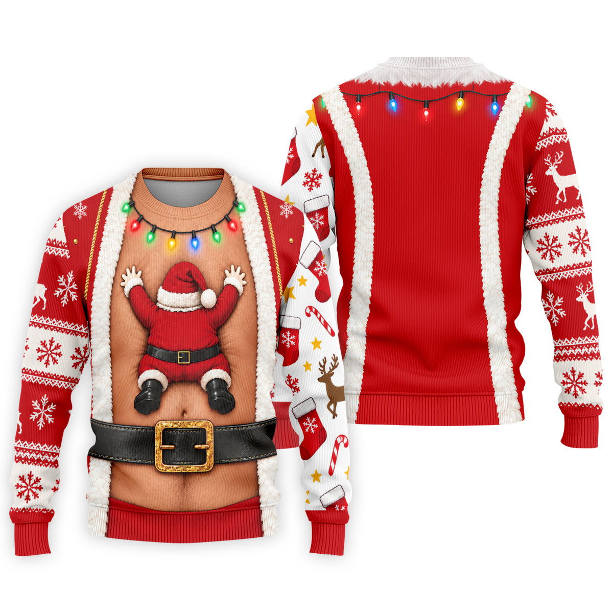 Santa Stuck In Belly Christmas Golf Shirt, Mens Golf Shirts, Golf Apparel For Men