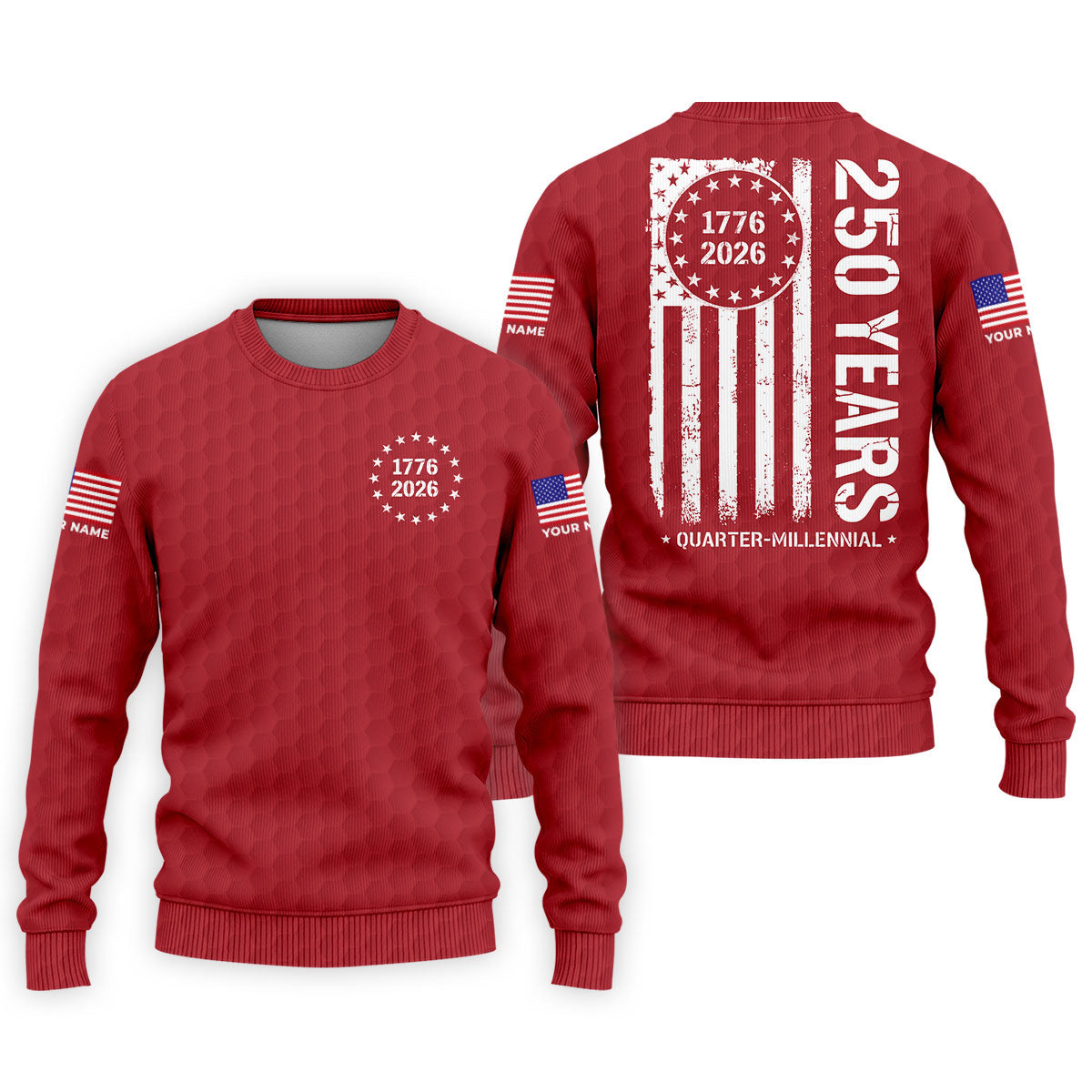 250 Years Quarter Millennnial Golf Ball Pattern Red Patriotic Golf Shirt, 4th Of July Golf Shirts For Men