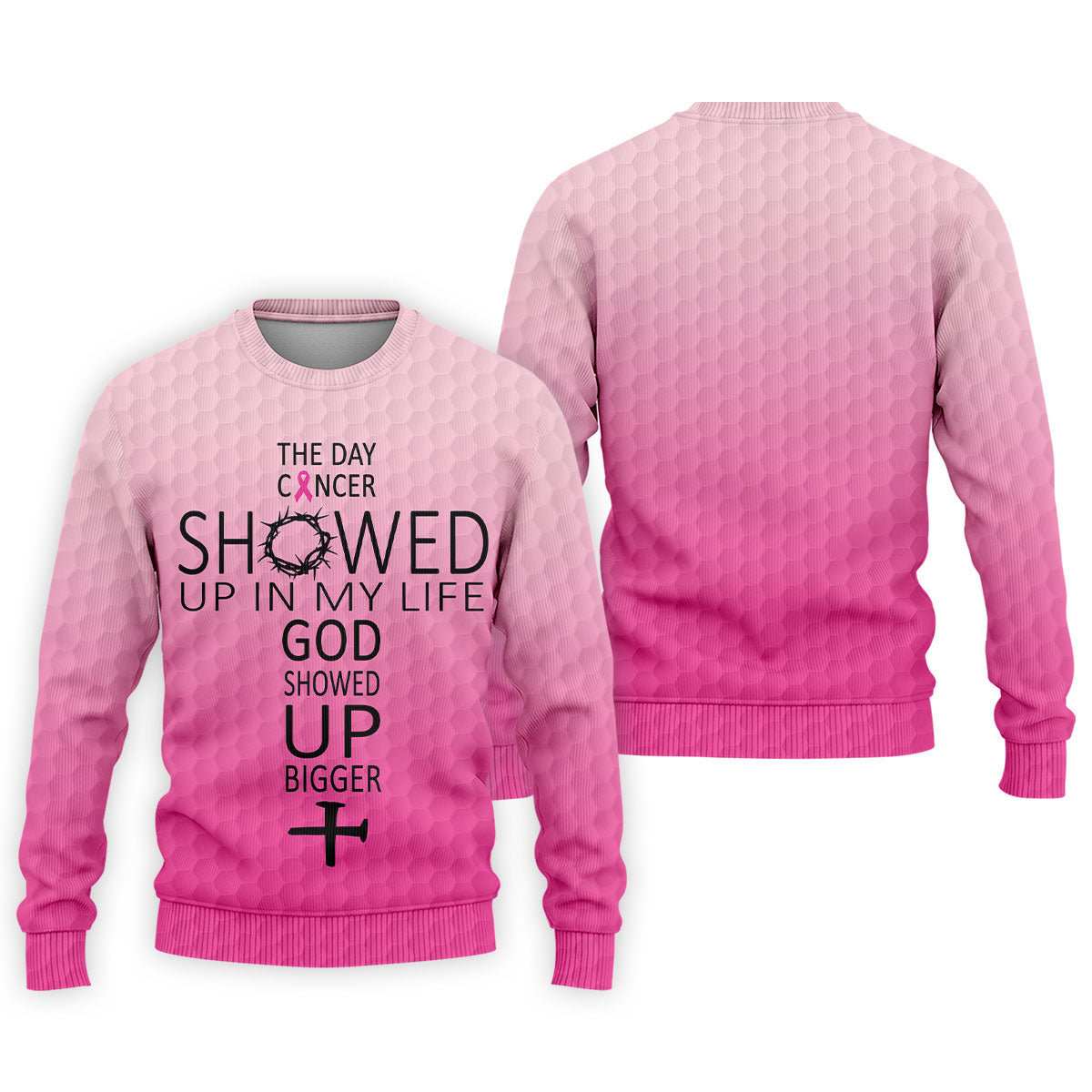 Cancer Showed Up God Showed Up Bigger Breast Cancer Polo Shirt, Mens Golf Shirts