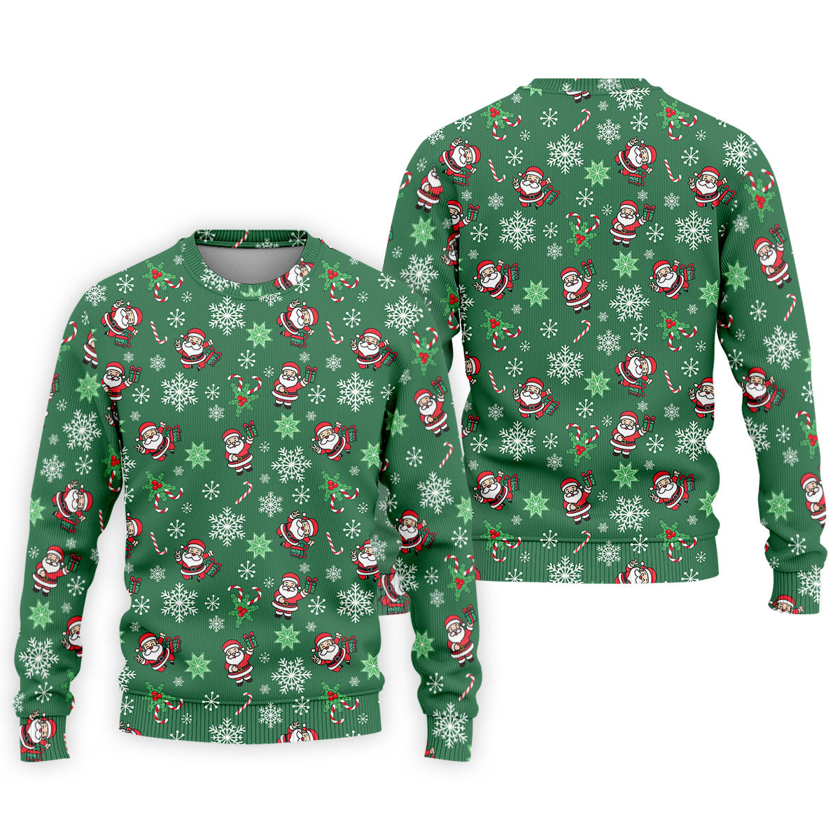Santa Claus Pattern Christmas Green Golf Tops For Men, Christmas Golf Shirt, Polo Shirts For Men