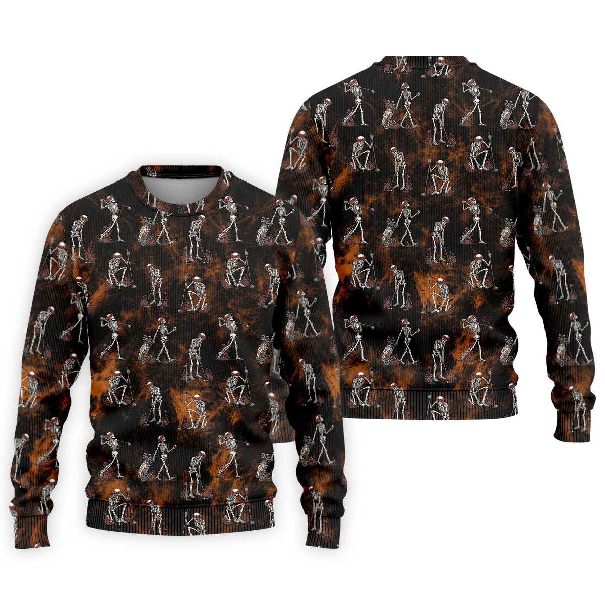 Skeleton Golfer Floral Halloween Polo Shirt, Hawaiian Golf Shirt, Mens Golf Shirts