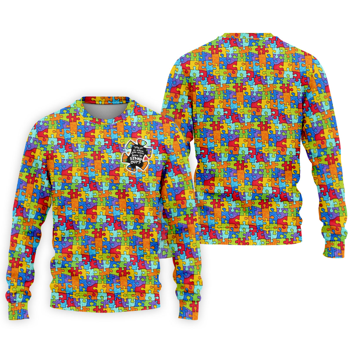 Why Fit In When You Were Born To Stand Out Autism Puzzle Golf Tops For Men, Golf Shirts For Men