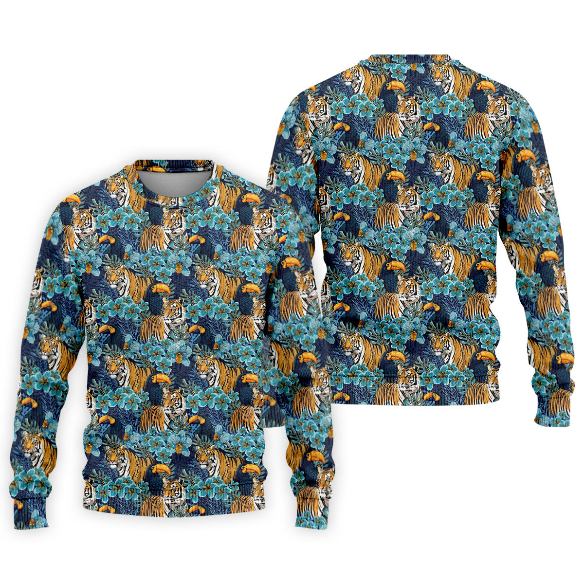 Tiger And Toucan Tropical Foliage Hawaiian Golf Shirt, Polo Shirts For Men, Golfing Apparel