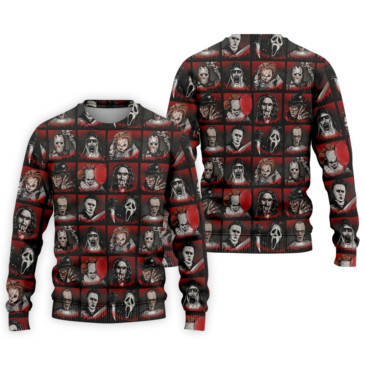Horror Character Grid Halloween Golf Shirt, Mens Golf Polo, Golf Apparel For Men