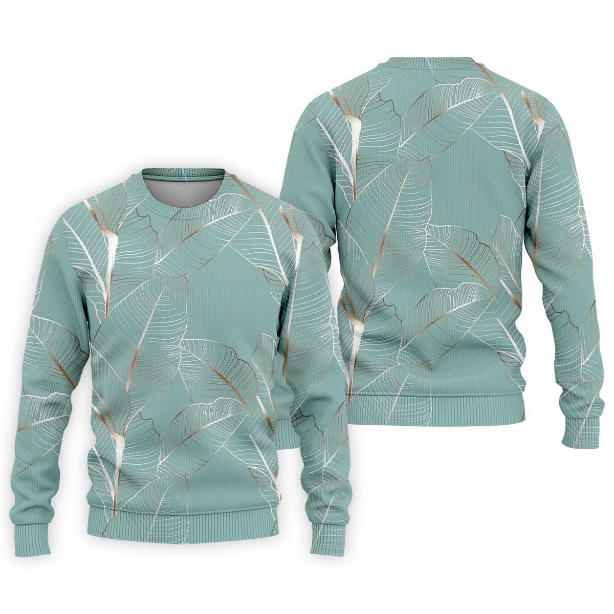 Tropical Leaves Blue Grey Golf Shirt, Summer Hawaiian Golf Shirt, Golf Shirts For Men