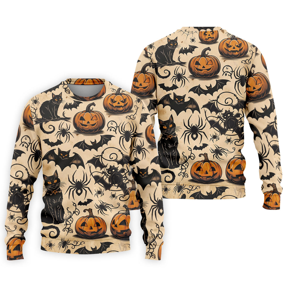 Vintage Halloween Cat Pumpkin Pattern Golf Polo Shirt, Mens Golf Polo, Hawaiian Golf Shirt