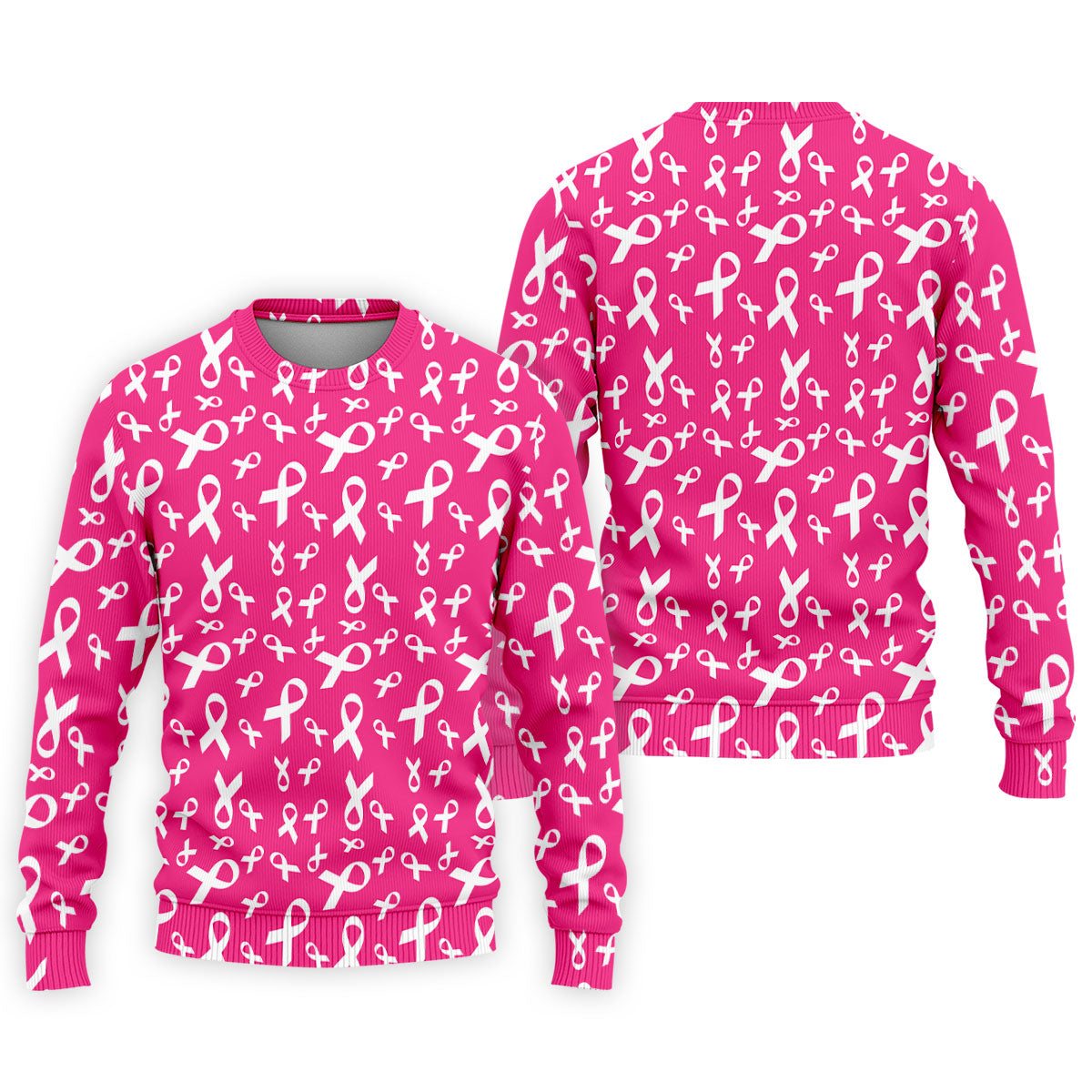 Hot Pink Breast Cancer Awareness Ribbon Polo Shirt, Mens Golf Polo, Printed Golf Shirts