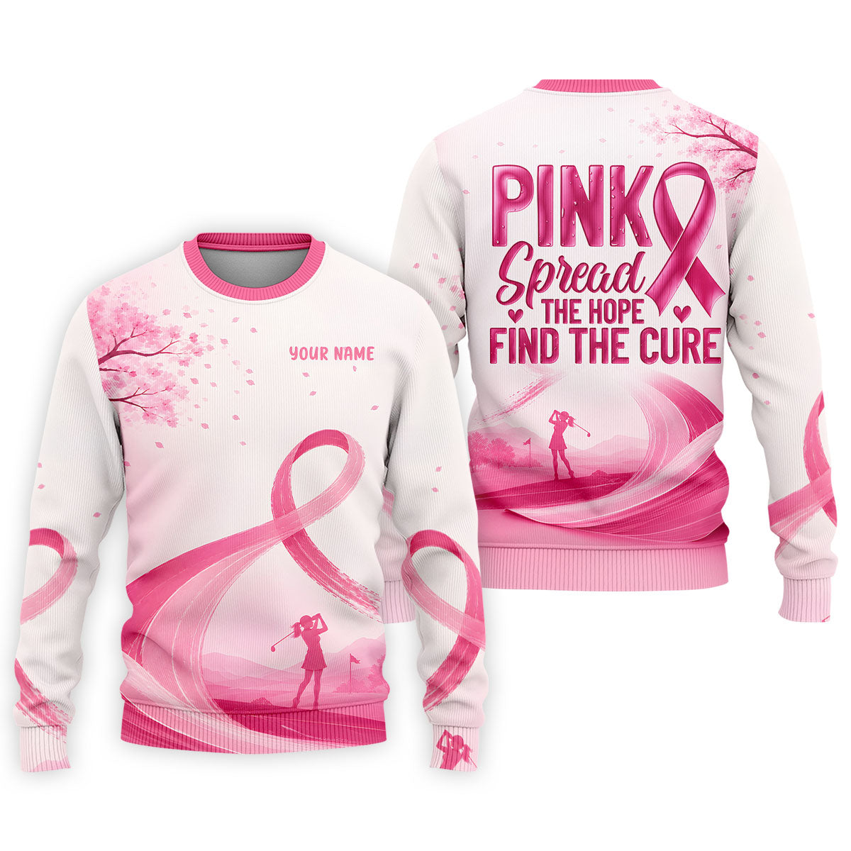 Custom Pink Spread Hope Find Cure Breast Cancer Golf Polo Shirt, Mens Golf Polo, Mens Polo Shirts