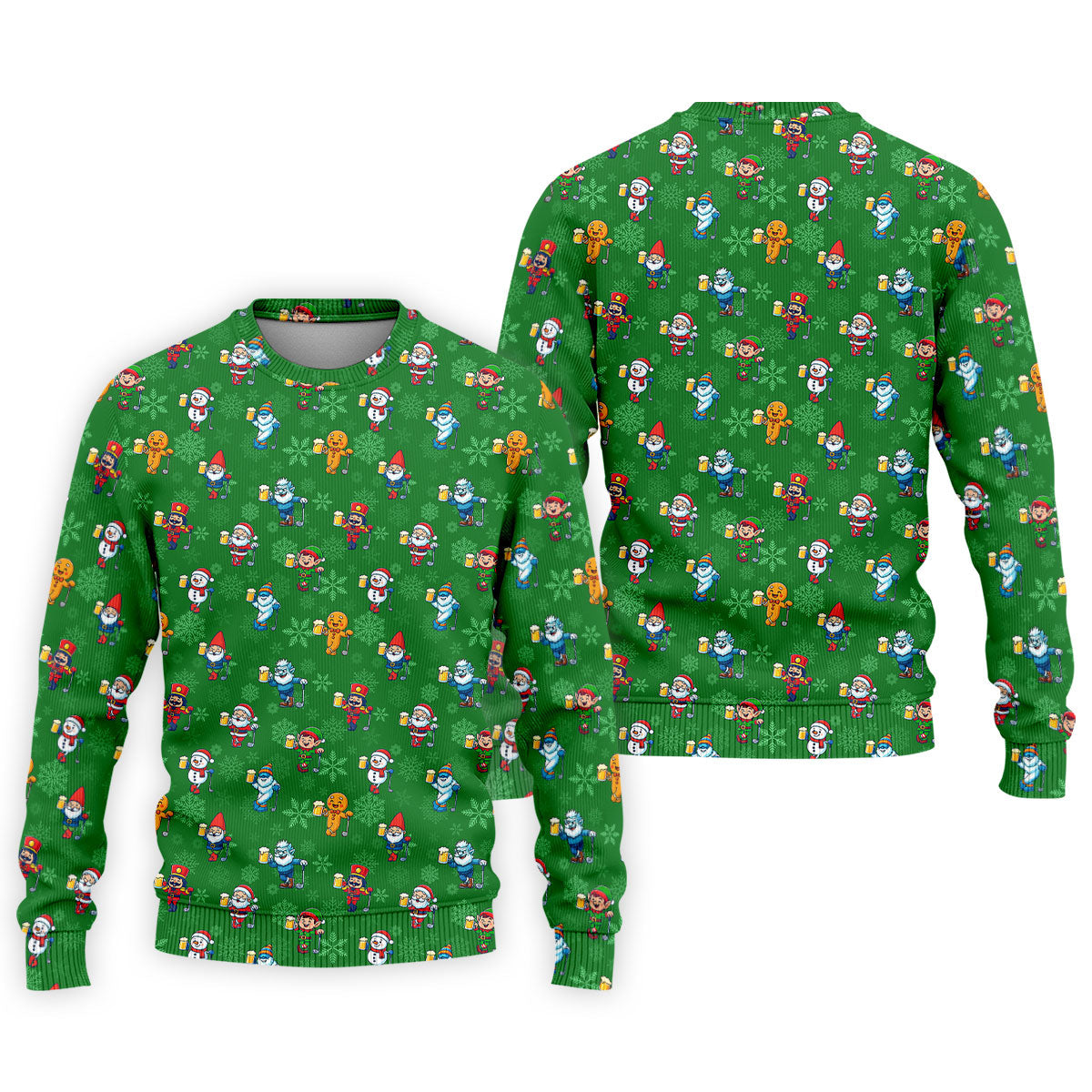 Christmas Characters Golf And Beer Green Men's Funny Golf Shirts, Christmas Golf Shirt, Polo Shirts For Men