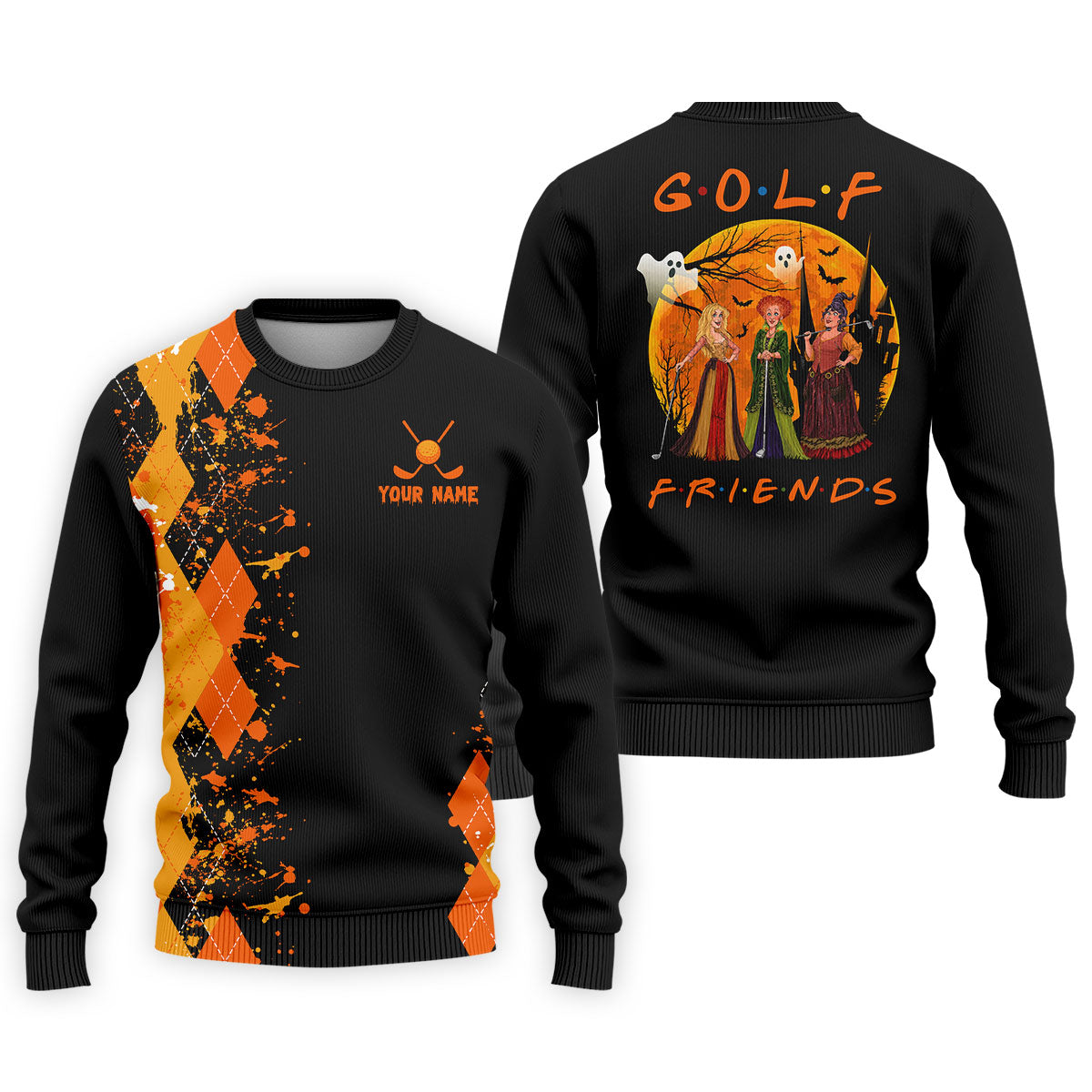Custom Golf Friends Horror Character Halloween Polo Shirt, Mens Golf Polo, Mens Golf Shirts