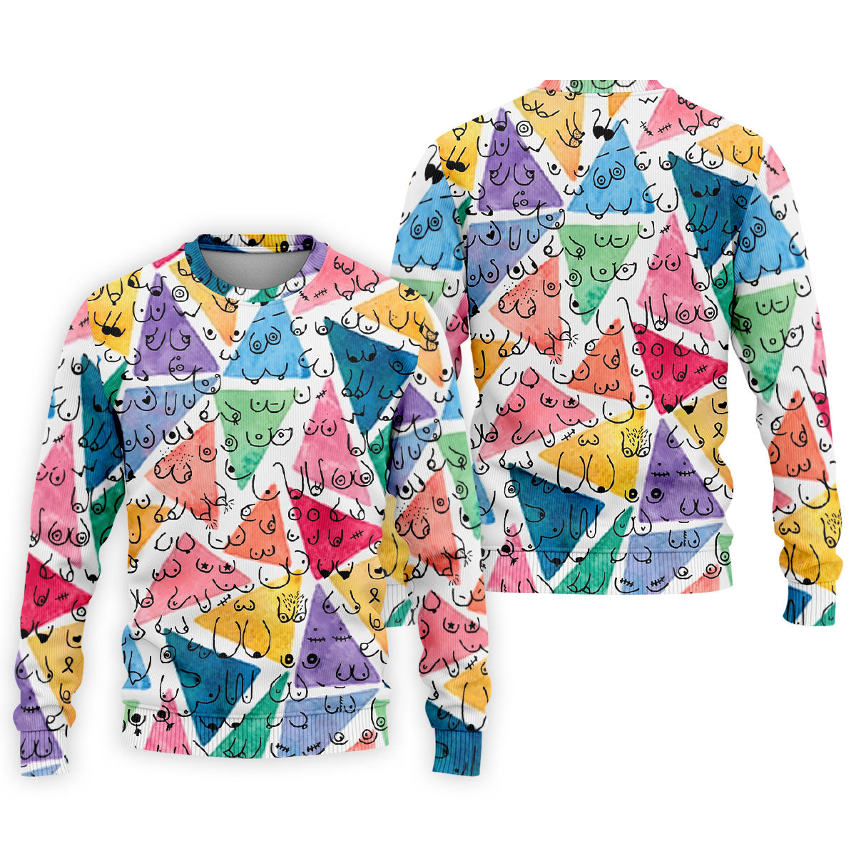 Multicolor Abstract Boob Pattern Golf Polo Shirt, Mens Golf Polo, Golf Apparel For Men