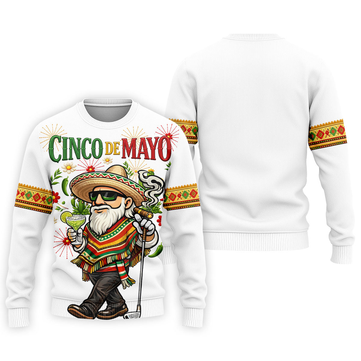 Margarita Man Cinco De Mayo Celebration White Golf Shirt, Fiesta Theme Golf Shirts For Men