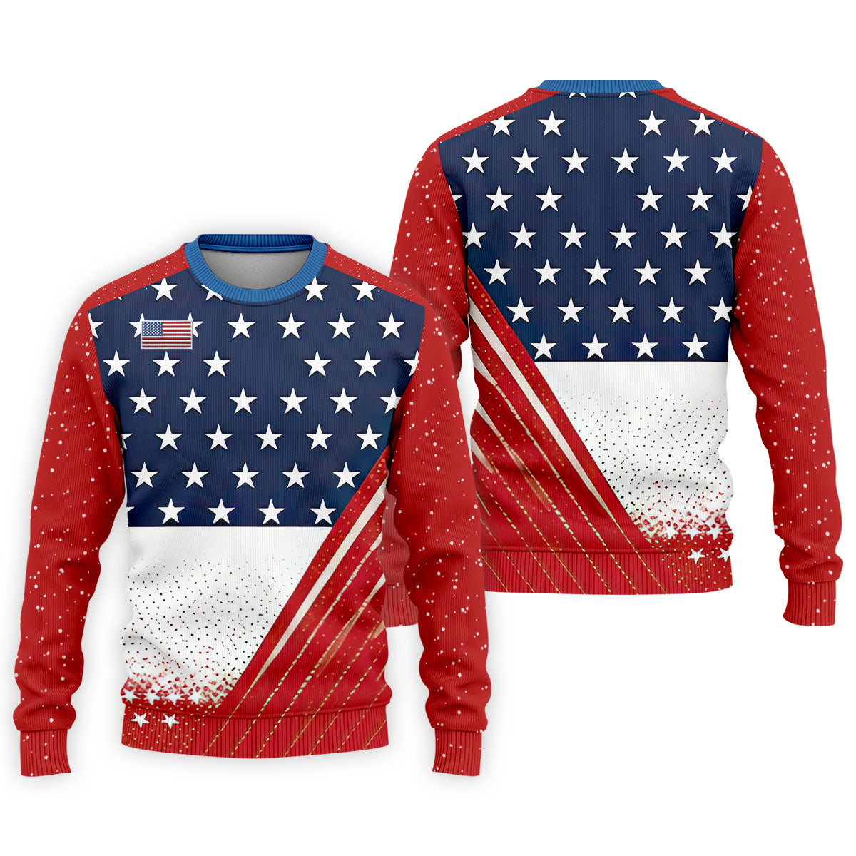 White Star Patriotic 4th Of July American Flag Golf Polo Shirt, Patriotic Golf Shirt, Golf Shirts For Men