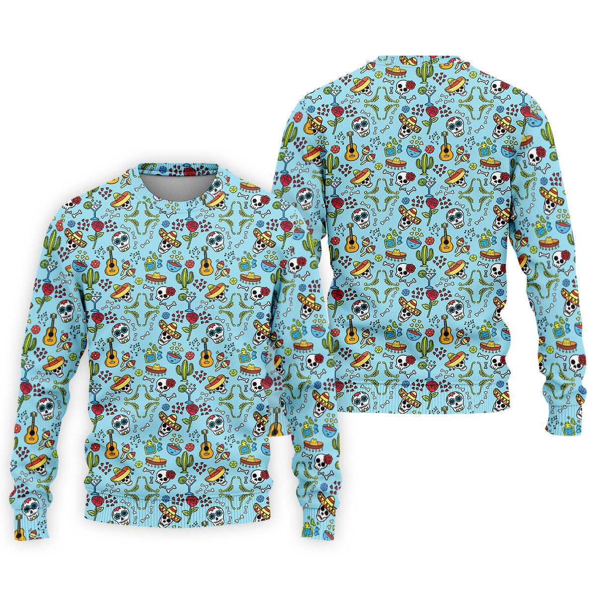 Mexican Sugar Skull Sombrero Guitar Cinco De Mayo Celebration Fiesta Themed Golf Shirts For Men