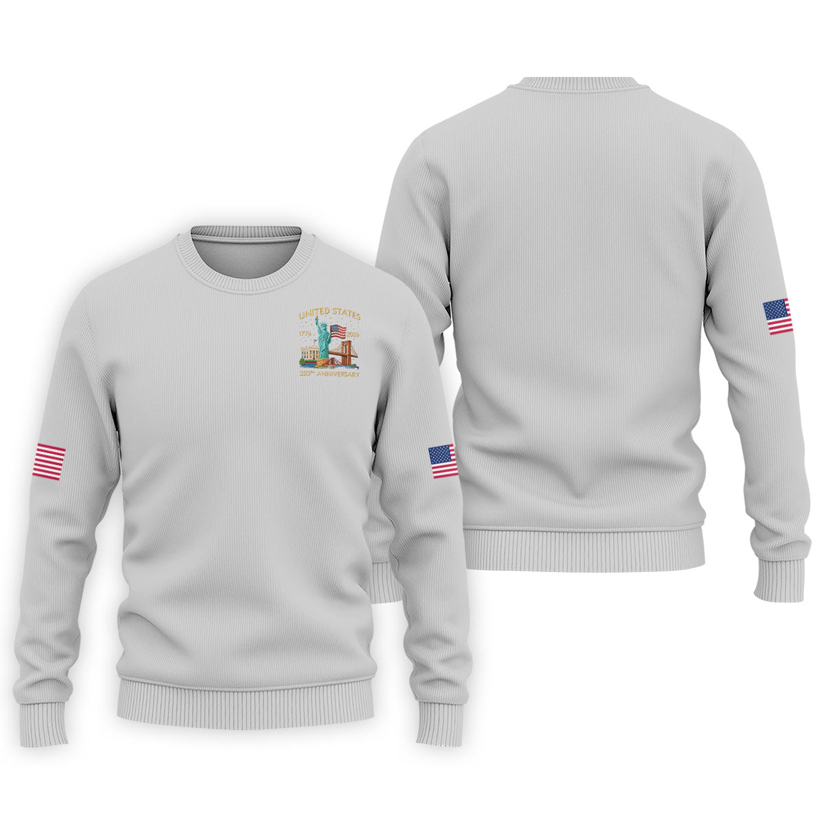 American Symbols Grey Patriotic Golf Shirt, US 250 Years 4th Of July Golf Shirts For Men