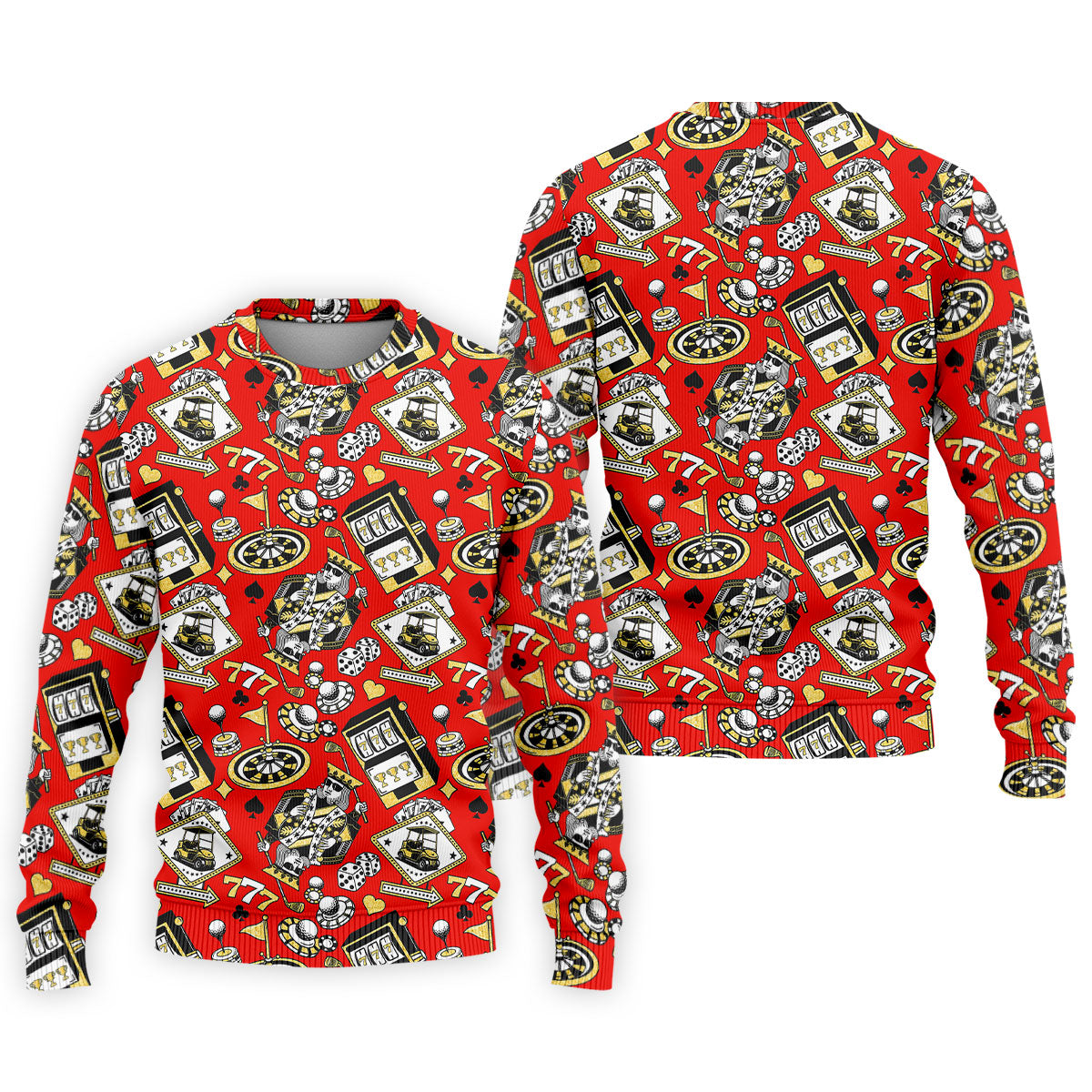 Casino Golf Pattern Red Hawaiian Golf Polo Shirt, Mens Golf Polo, Polo Shirts For Men