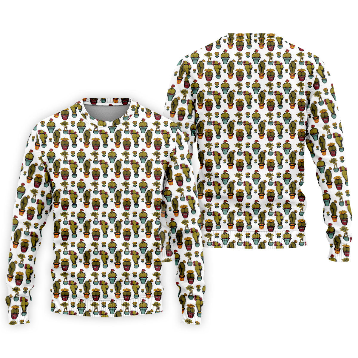 Cute Potted Cactus Pattern Golf Polo Shirt, Golf Apparel For Men, Printed Golf Shirts