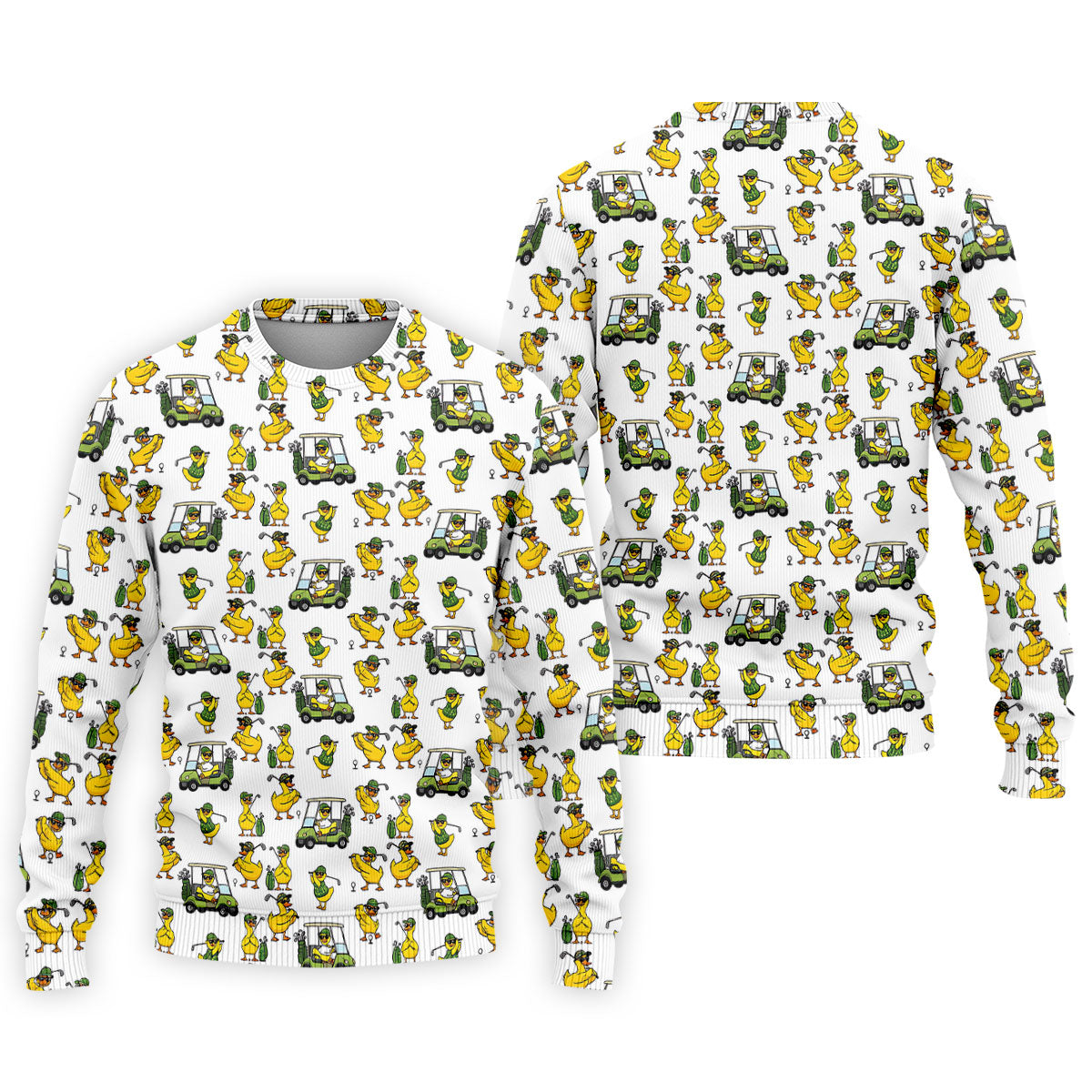 Funny Golfing Duck And Golf Cart Pattern Polo Shirt, Mens Golf Polo, Golf Shirts For Men