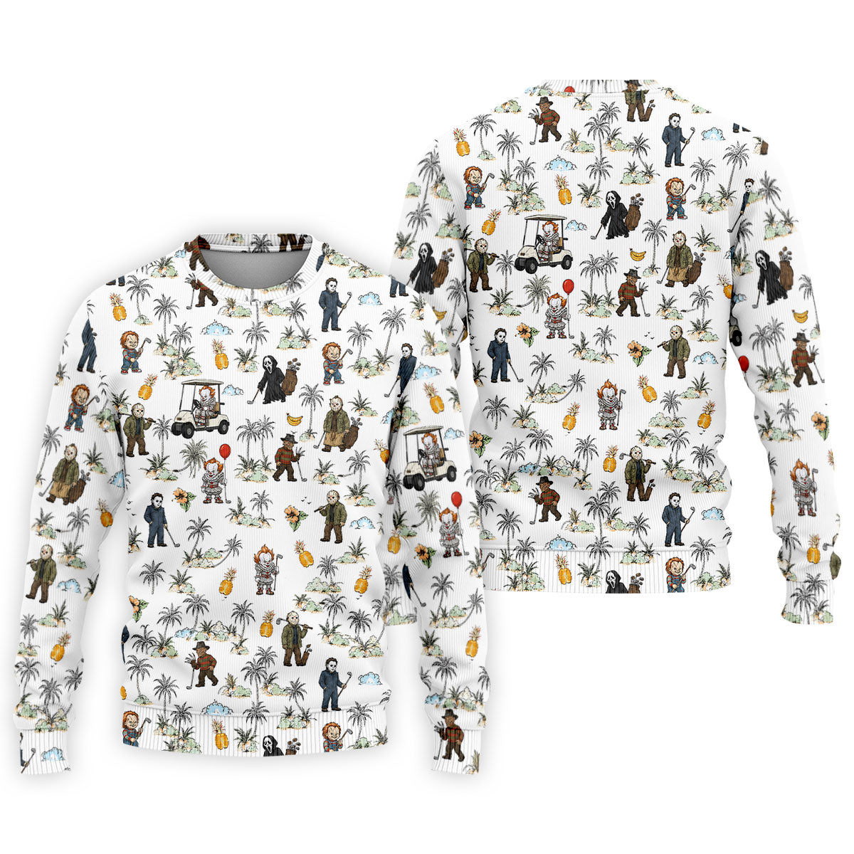 Mini Horror Character Halloween Golf Shirt, Printed Golf Shirts, Golf Polo Shirts For Men