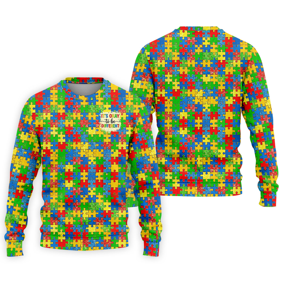 It's Okay To Be Different Colorful Puzzle Pattern Autism Awareness Men's Golf Shirt, Polo Shirts For Men