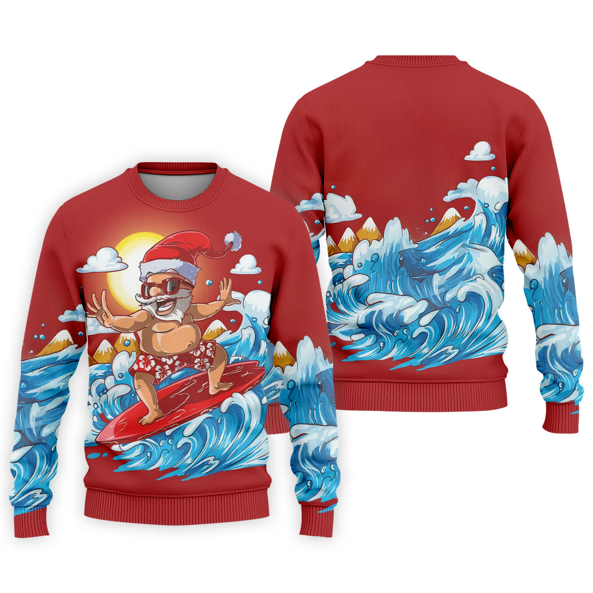 Men's Funny Santa Surfing Men's Golf Polo, Christmas Golf Shirt, Golf Apparel For Men