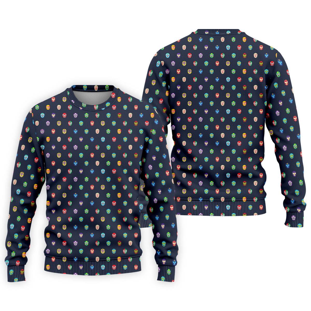 Lucha Libre Mask Seamless Pattern Cinco De Mayo Celebration Fiesta Themed Golf Shirts For Men