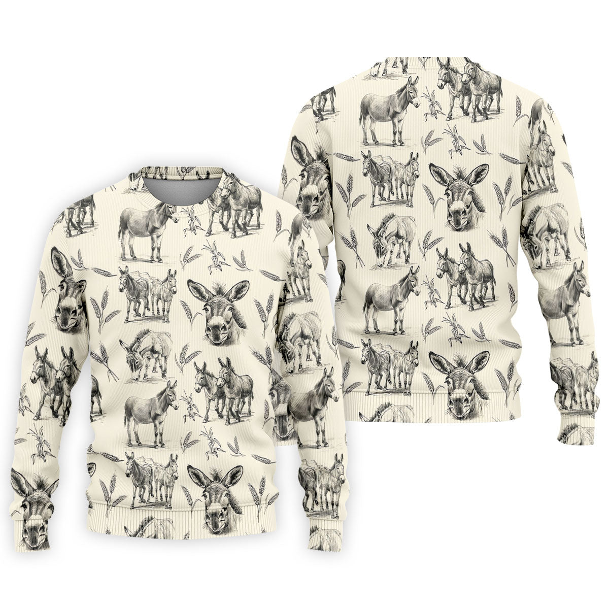Vintage Donkey Sketch Pattern Hawaiian Golf Polo Shirt, Hawaiian Golf Shirt, Golf Shirts For Men