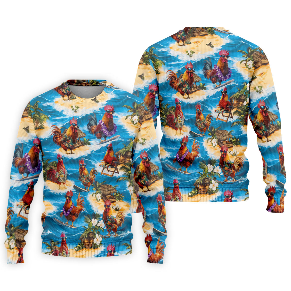 Cool Rooster Beach Vacation Hawaiian Golf Shirt, Mens Golf Polo, Printed Golf Shirts