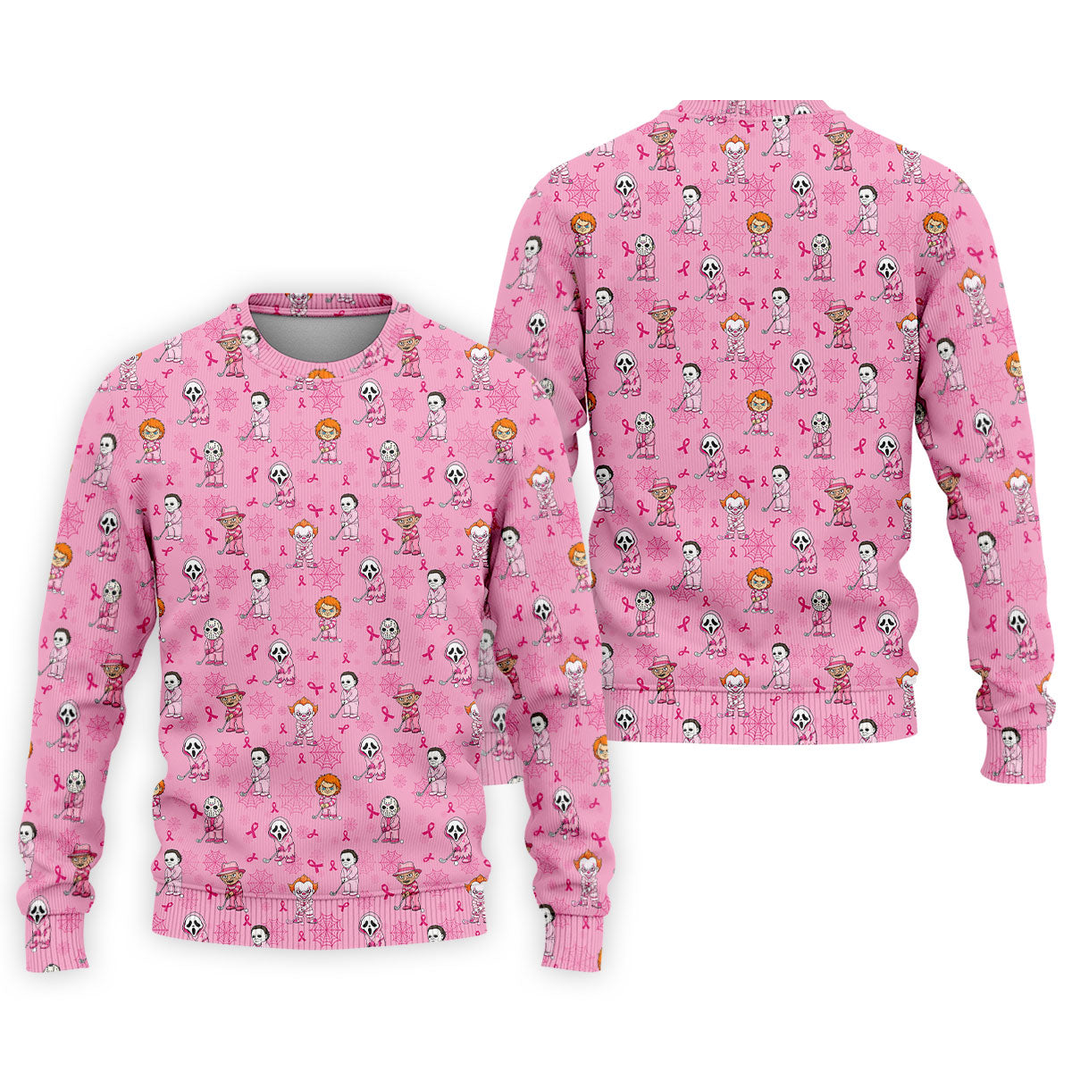 Pink Halloween Horror Breast Cancer Polo Shirt, Golf Shirts For Men, Mens Golf Shirts