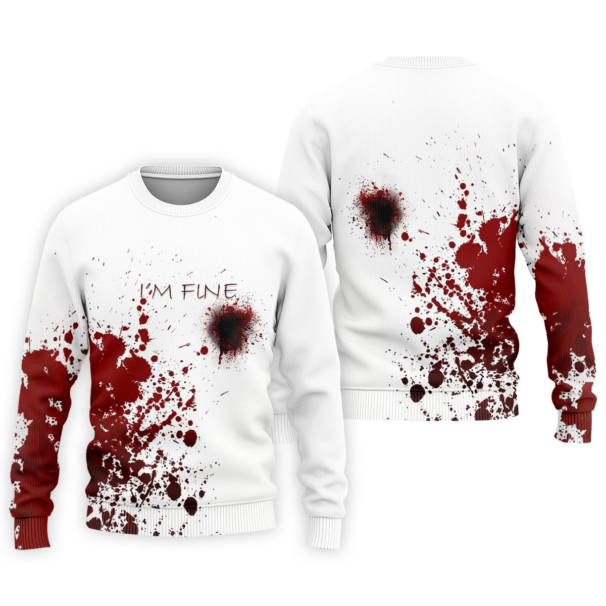 I'm Fine Bloody Splatter Horror Halloween Golf Polo Shirt, Mens Golf Shirts, Printed Golf Shirts