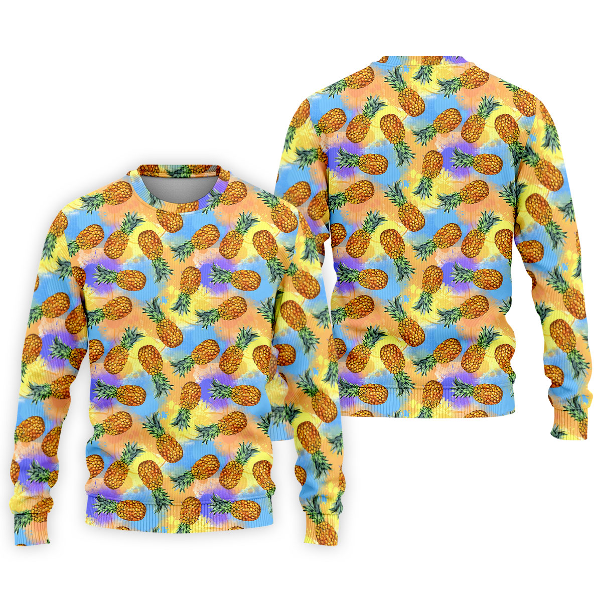Watercolor Pineapple Tropical Pattern Design Hawaiian Golf Shirt, Golf Shirts For Men, Polo Shirts For Men