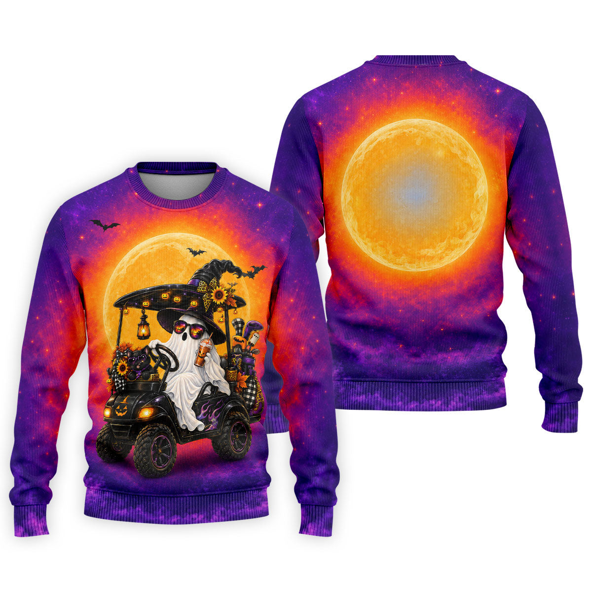 Funny Halloween Ghost Golf Cart Polo Shirt, Polo Shirts For Men, Mens Golf Shirts