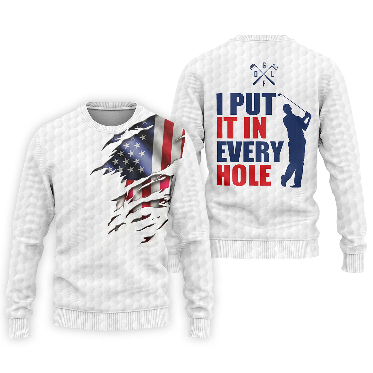 I Put It In Every Hole Ripped American Flag 250 Patriotic Golf Shirt, 4th Of July Golf Shirts For Men