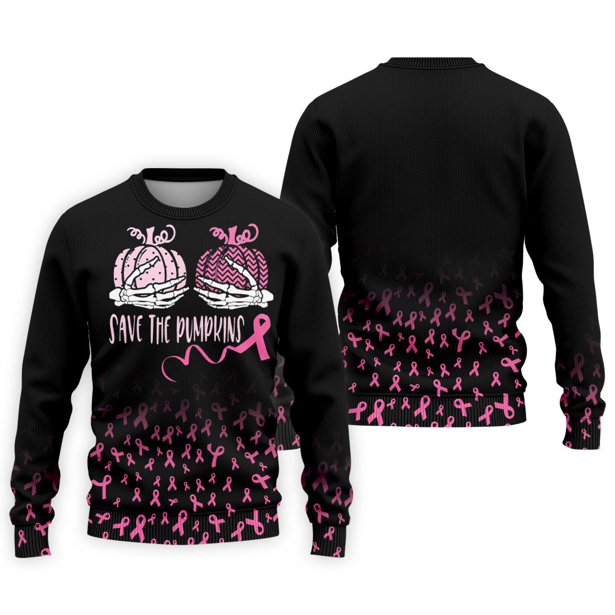 Save The Pumpkins Skeleton Breast Cancer Polo Shirt, Mens Golf Polo, Printed Golf Shirts