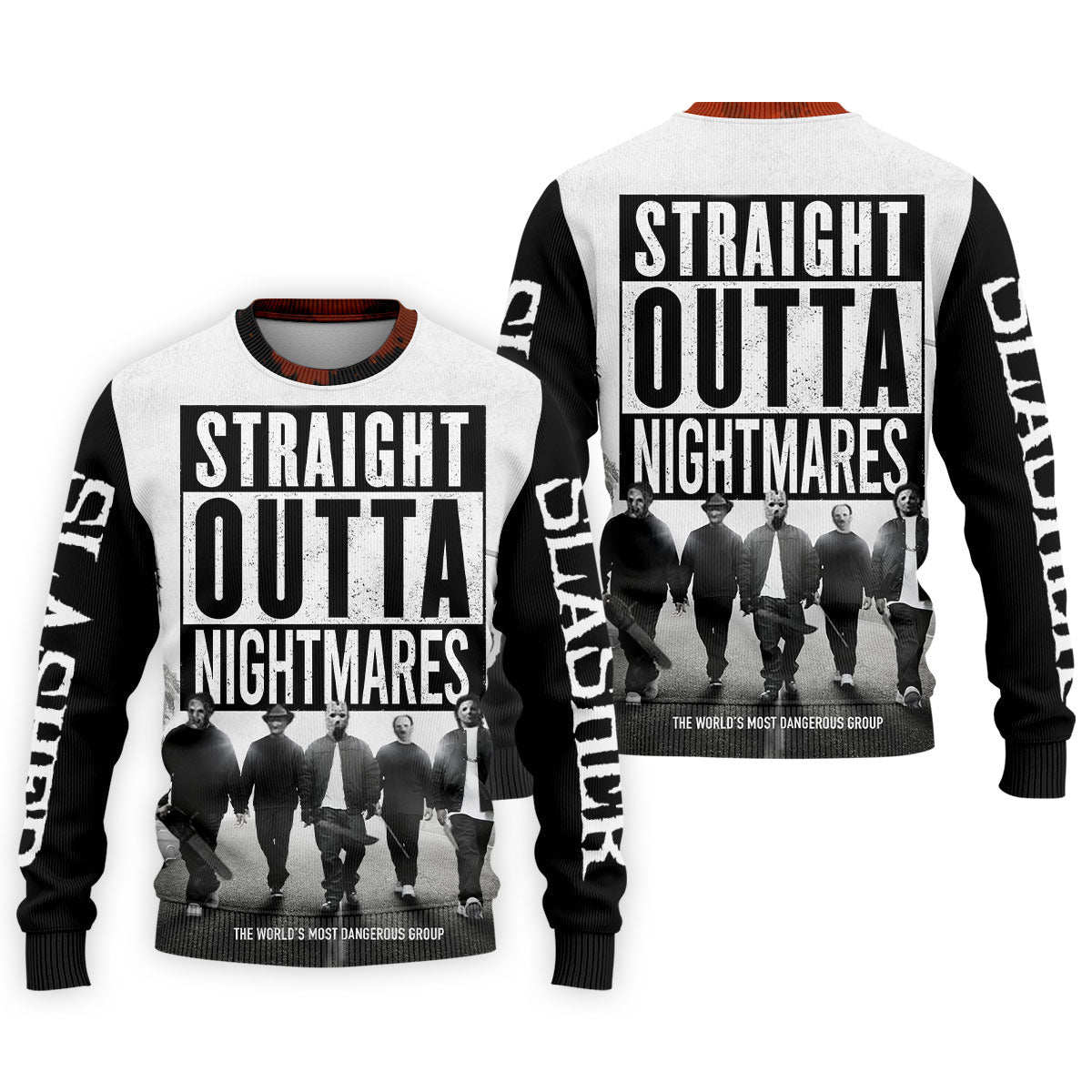 Straight Outta Nightmares Horror Character Golf Polo Shirt, Mens Golf Shirts, Hawaiian Golf Shirt