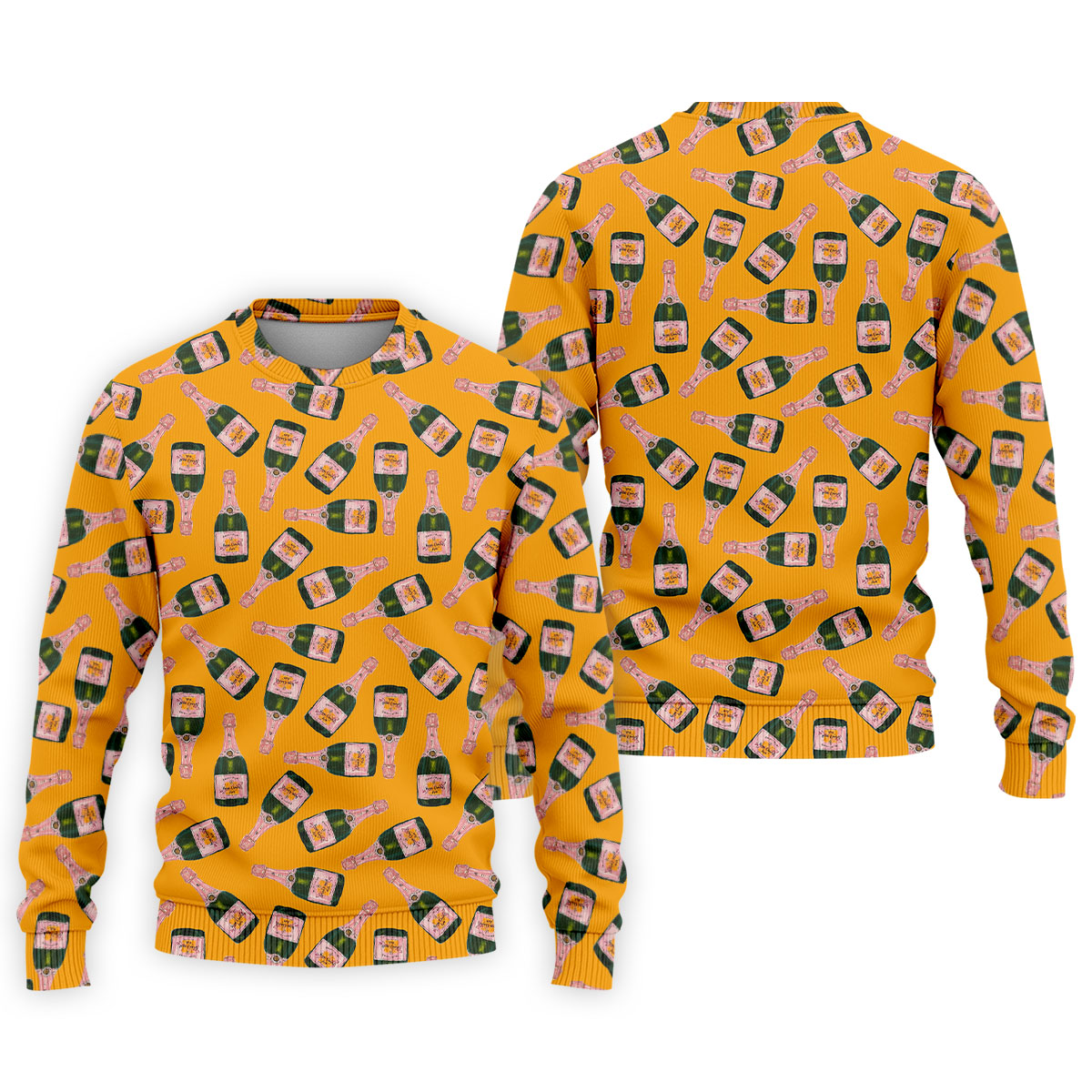 Rosé Champagne Seamless Pattern Yellow Golf Shirt, Polo Shirts For Men, Golf Shirts For Men